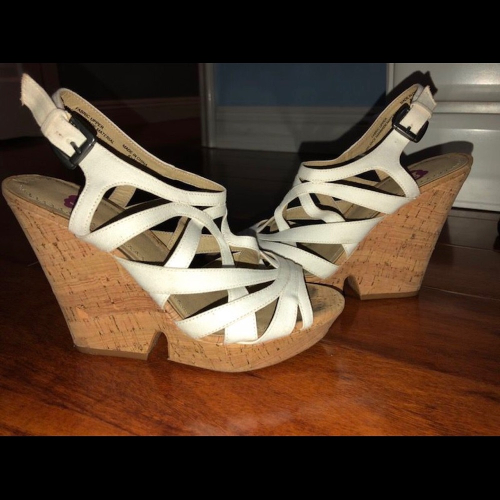Nordstrom ‘BP’ Brass Plum Wedge Sandals